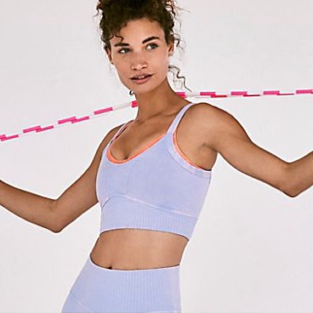 NWOT Free People Good Karma Scoop Neck bra and Shorts in Faded Periwinkle - Picture 3 of 11